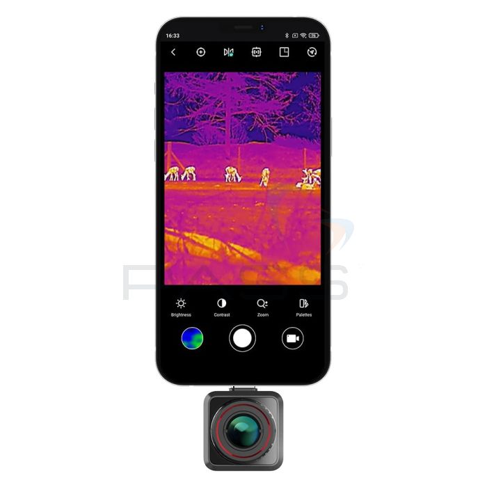 Hikmicro EXPLORER E20Plus Clip-in Thermal Camera attached to a smartphone 