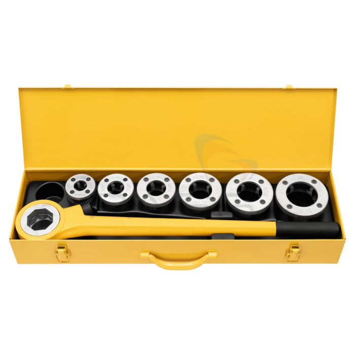 REMS 520017 Eva Hand Die Stock Set with Quick-Change Die Heads - R ½ + ¾ + 1 + 1¼ + 1½ + 2"