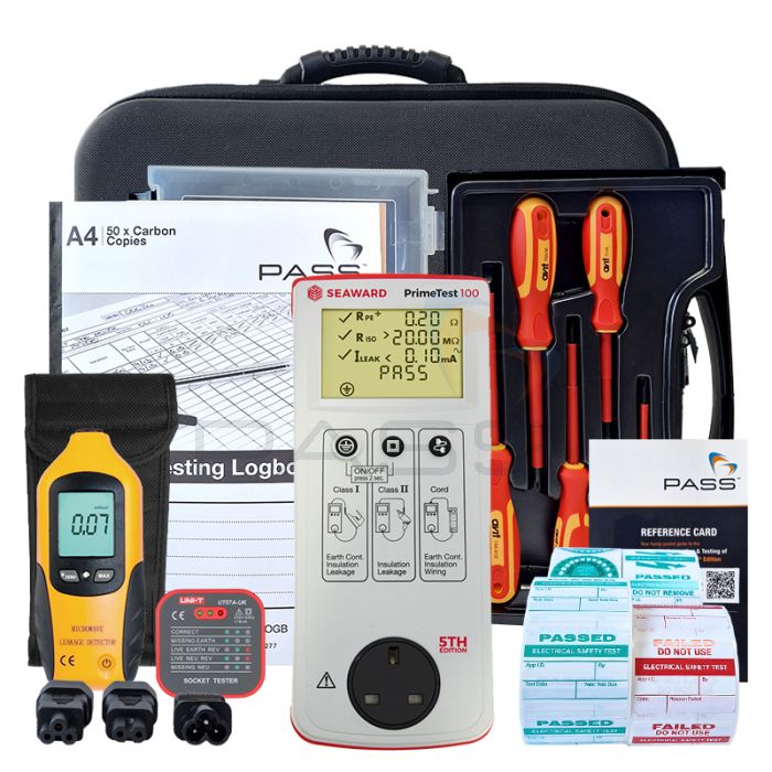 Seaward PrimeTest 100 PAT Tester - Essentials Kit (Bundle 1) & accessories