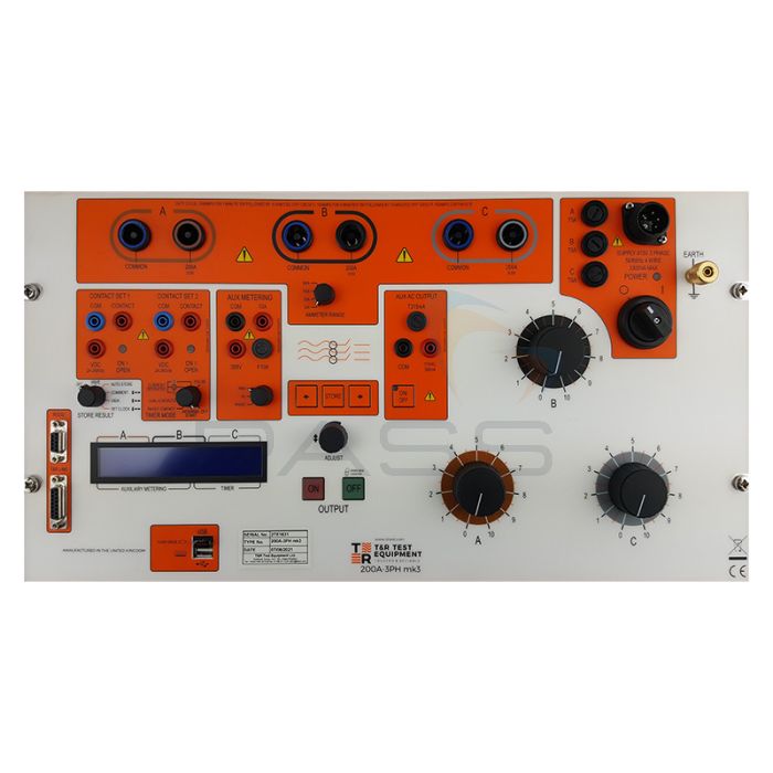 T & R 200A-3PH MK3 Secondary Current Injection Test Set front panle