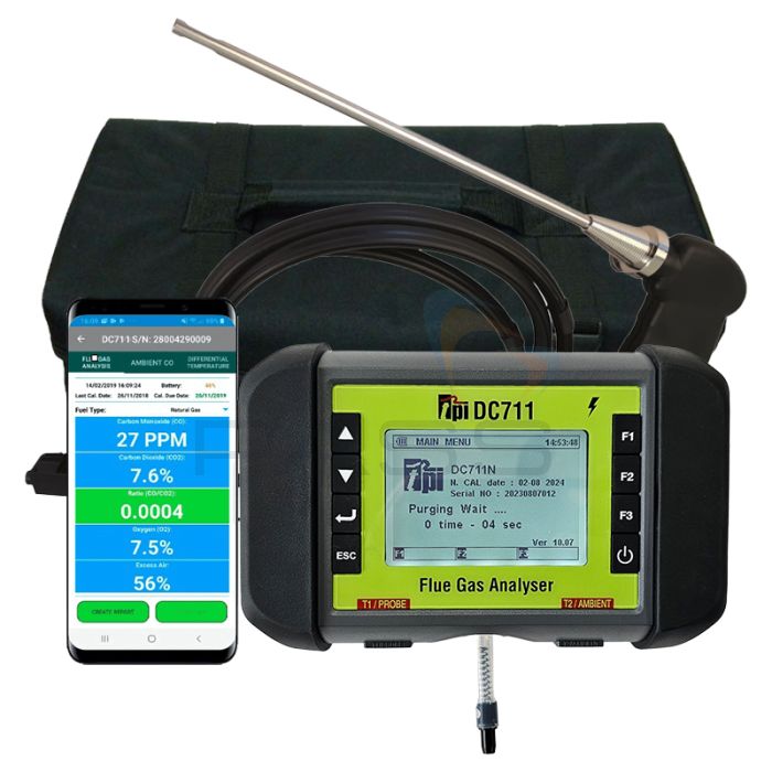 TPI DC711-View Flue Gas Analyser - Standard Kit with TPI View App