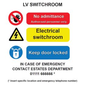 Kewtech NHS Compliant Electrical Switchroom Safety Sign