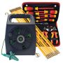 Electrician's Accessories Bundle - 30m Wander Lead, 14 Piece Toolkit, & Fibreglass Rods