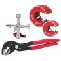 15mm + 22mm AutoCut Pipe Cutters, Water Pump Pliers & 4 Way Multi-Tool