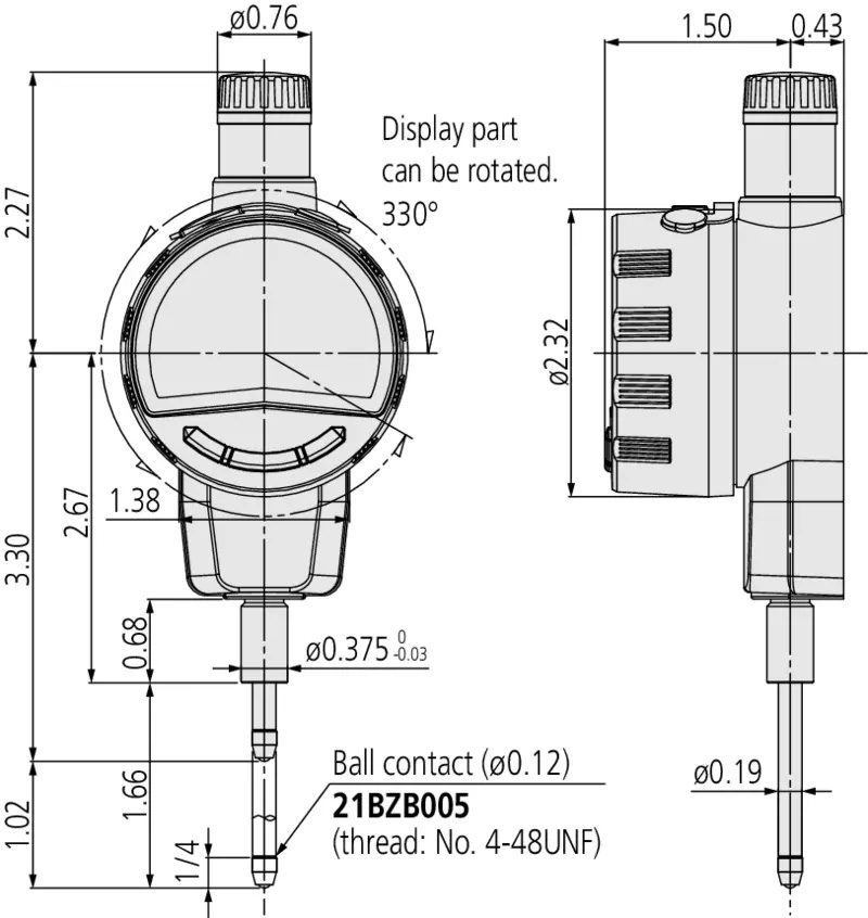 Mitutoyo 543-852 Digital Indicator ID-F dimensions