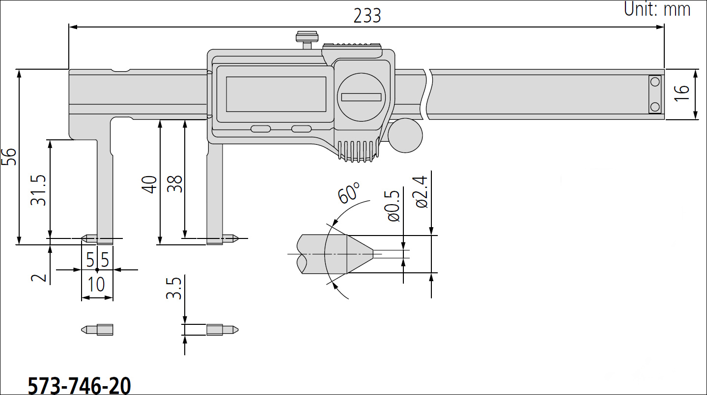 Mitutoyo 573-746-20 dimensions.