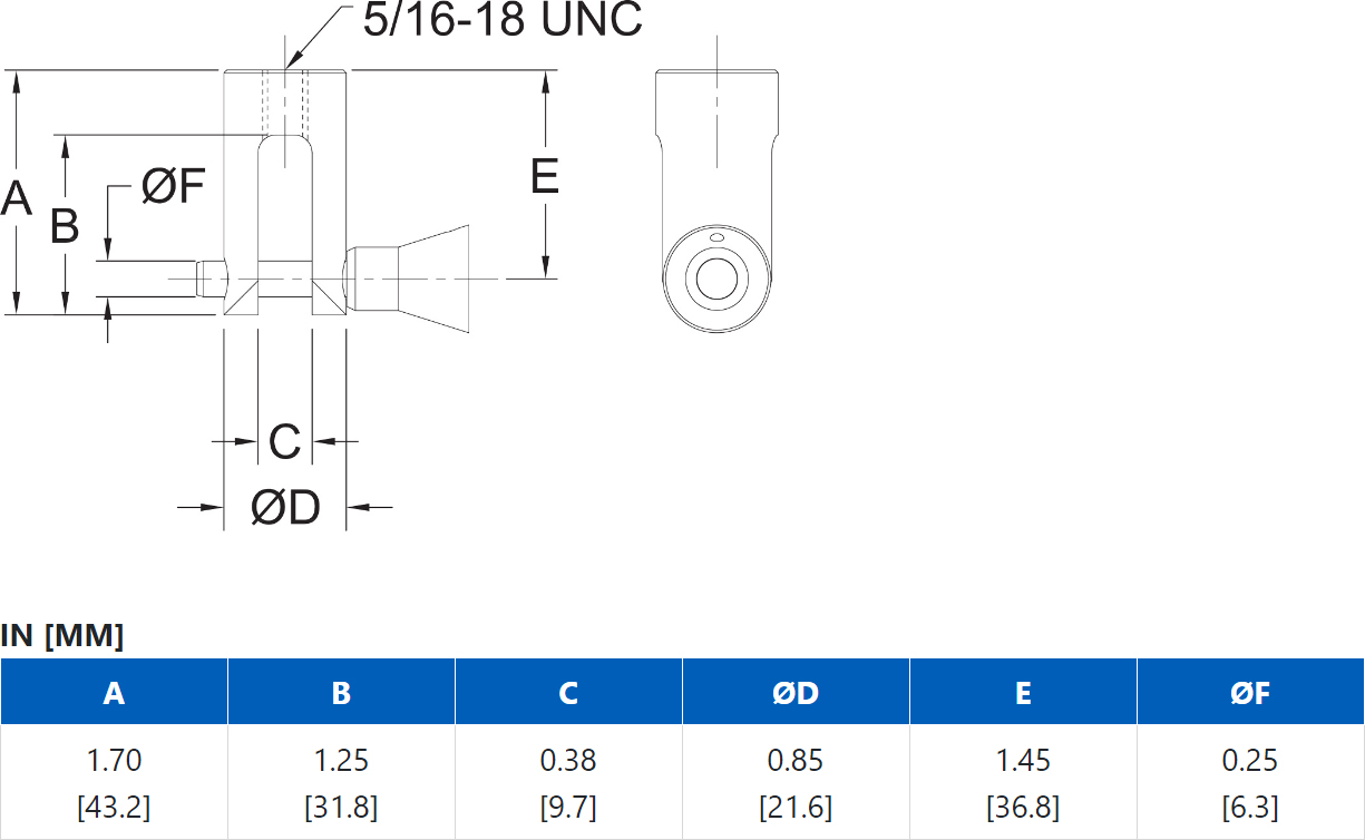 Mark-10 G1077 Clevis Grip dimensions.