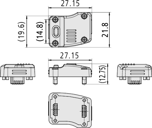 Mitutoyo 02AZF310 U-WAVE-TM Connection Unit, Waterproof Type dimensions.