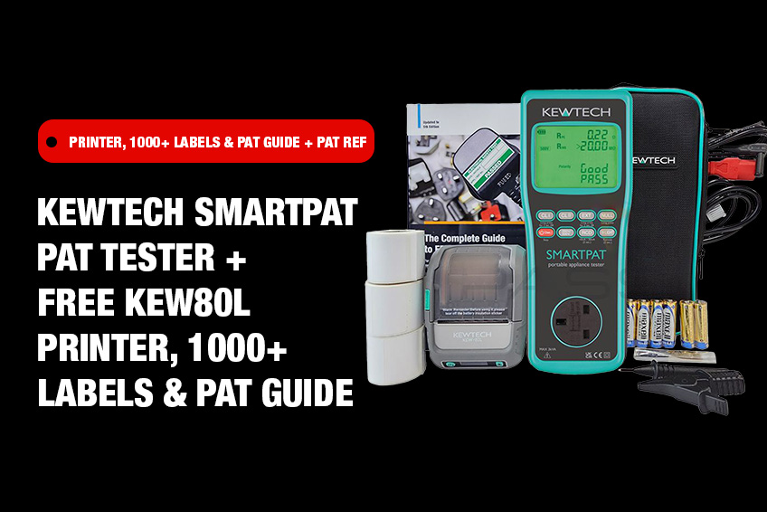 Kewtech SMARTPAT PAT Tester + Free KEW80L Printer, 1000+ Labels & PAT Guide